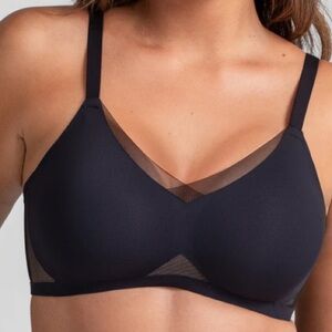 Honeylove Crossover Bra Black Large Wireless Mesh Removable Pads